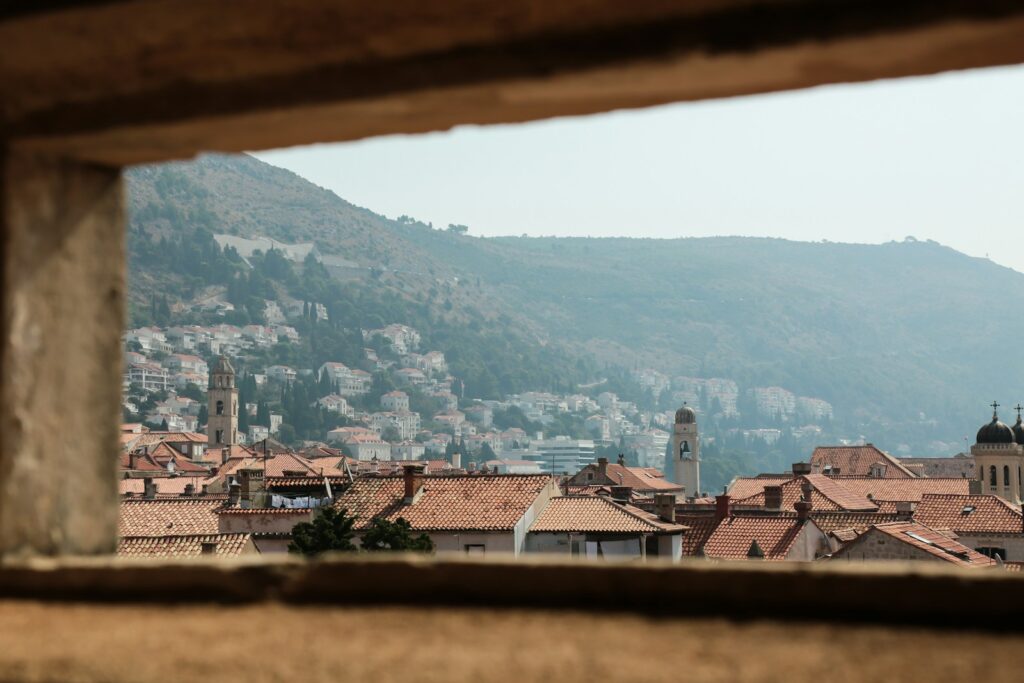 a view of a city from a window